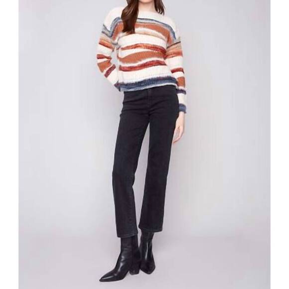 CHARLIE B Sweaters - NEW CHARLIE B patchwork knit drop shoulder sweater in sepia